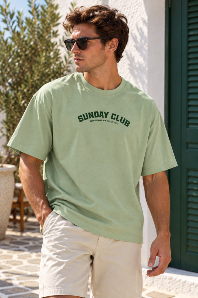 Jack&Jones Sundayclub Cropped Zöld Férfi Póló