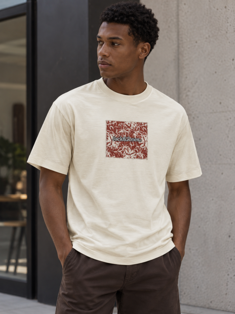 Jack&Jones Split Aop Bézs Férfi Póló